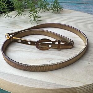 VTG Coil‎ Metal Waist Belt Skinny Small 26-28 Inch Buckle Gold Purple Stretch
